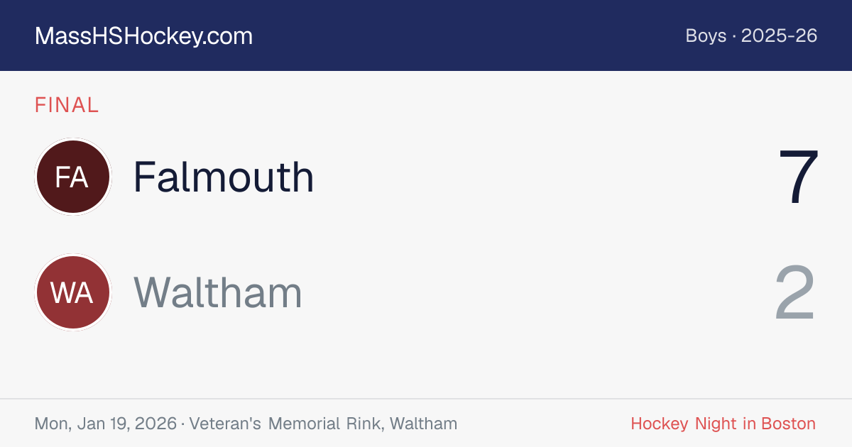 Falmouth at Waltham score card
