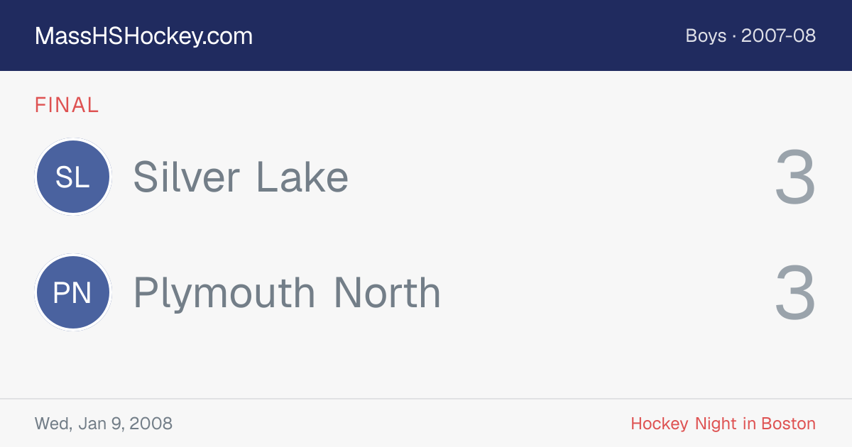 Silver Lake at Plymouth North score card