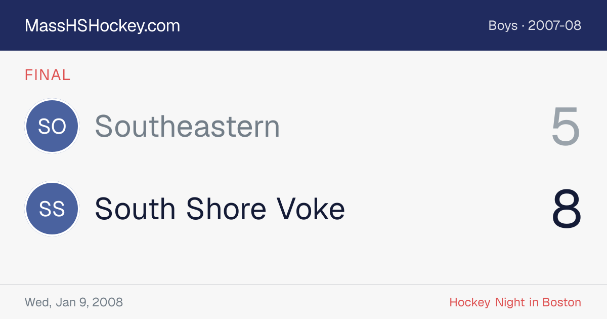 Southeastern at South Shore Voke score card