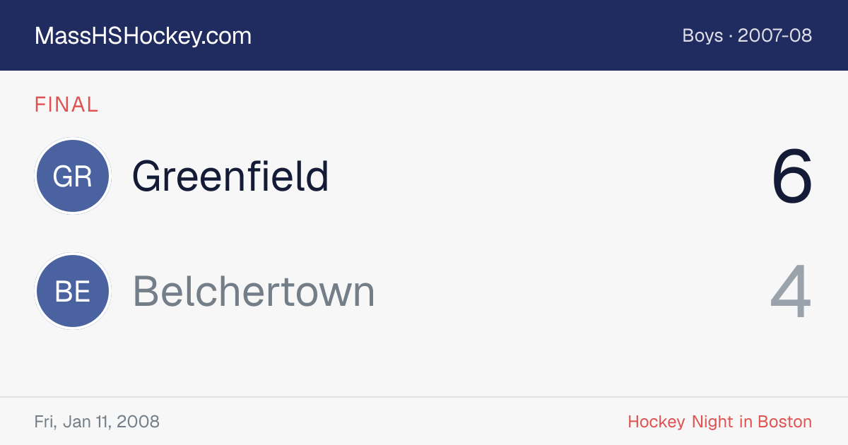 Greenfield at Belchertown score card