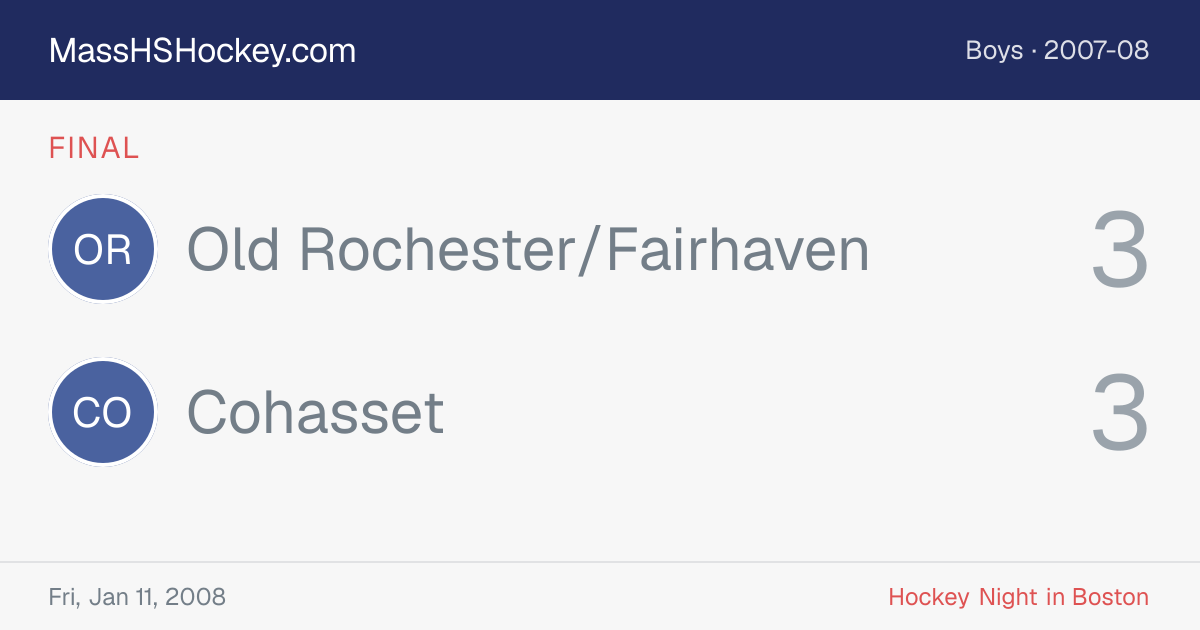 Old Rochester/Fairhaven at Cohasset score card