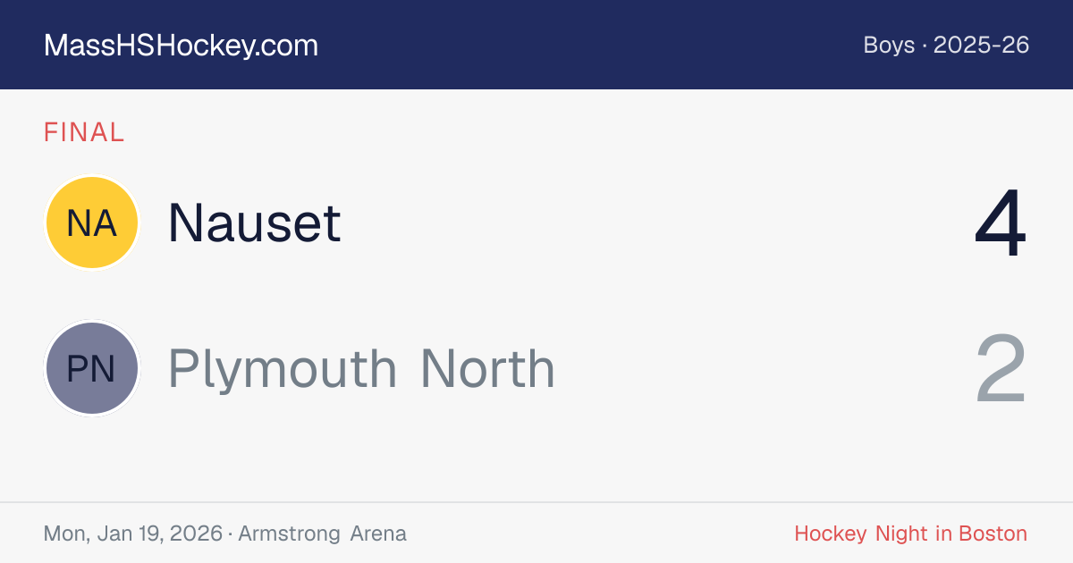 Nauset at Plymouth North score card