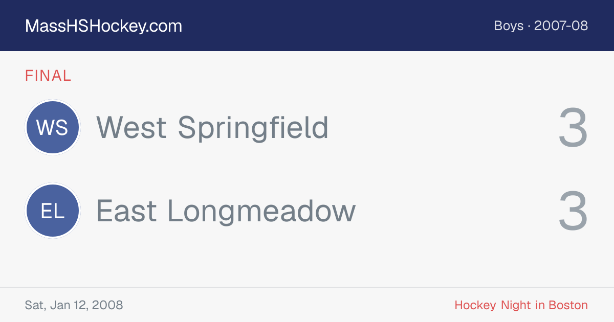 West Springfield at East Longmeadow score card