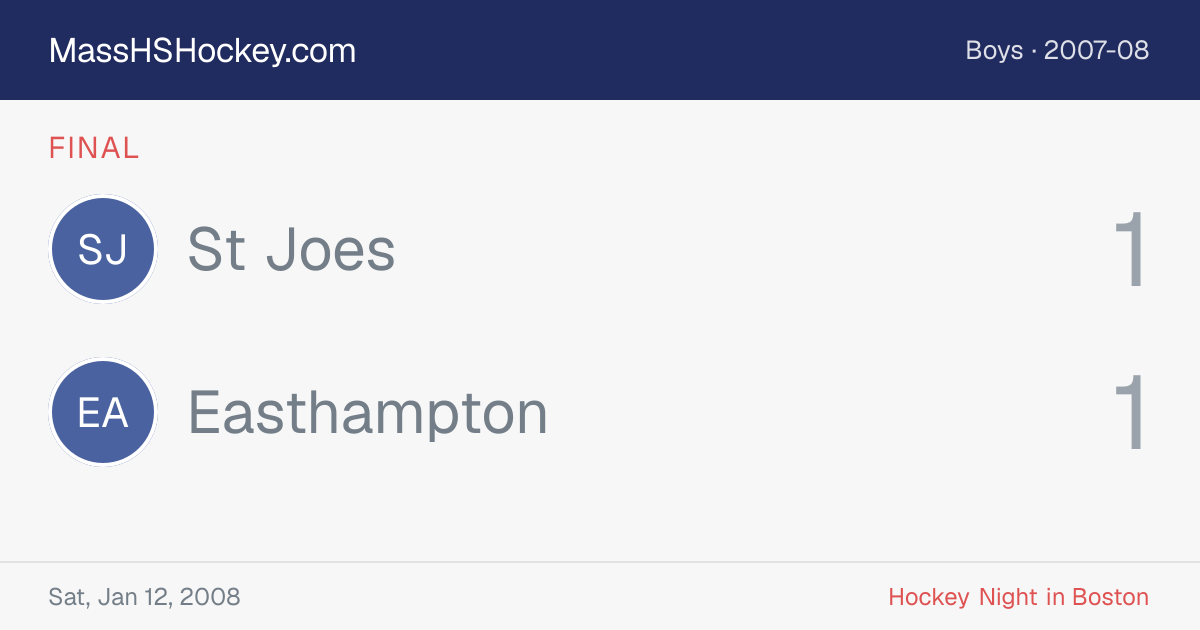 St Joes at Easthampton score card