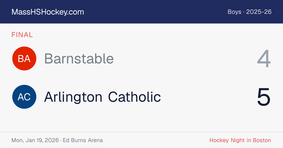 Barnstable at Arlington Catholic score card
