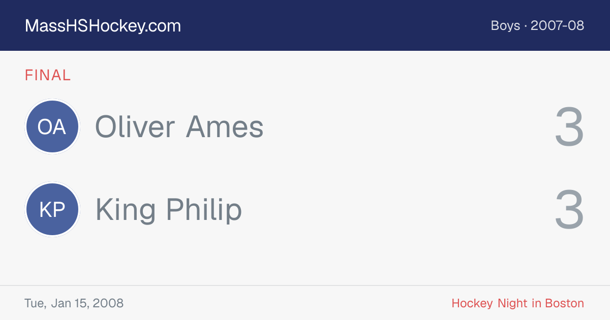 Oliver Ames at King Philip score card