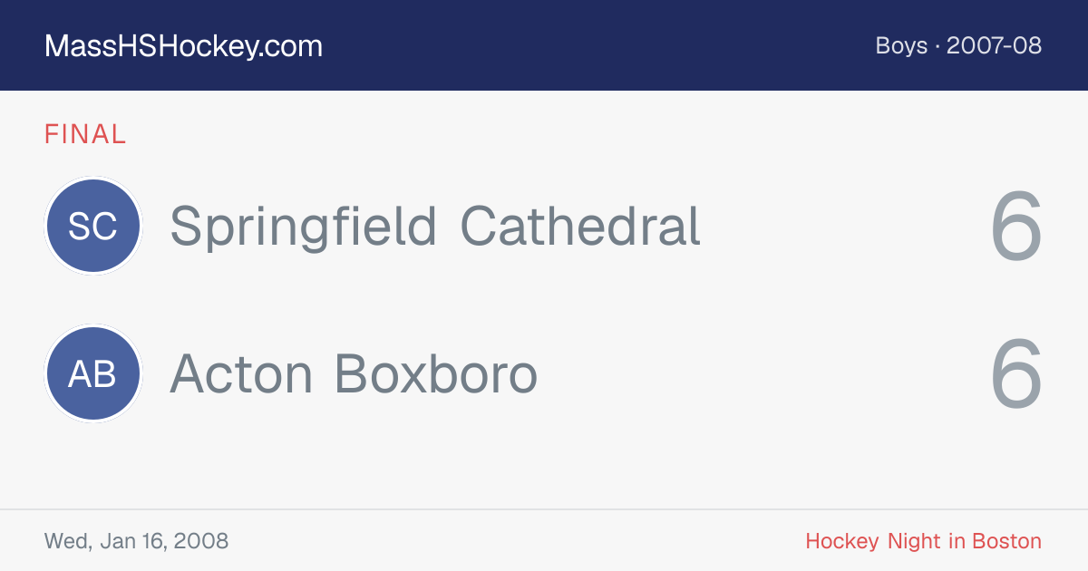 Springfield Cathedral at Acton Boxboro score card