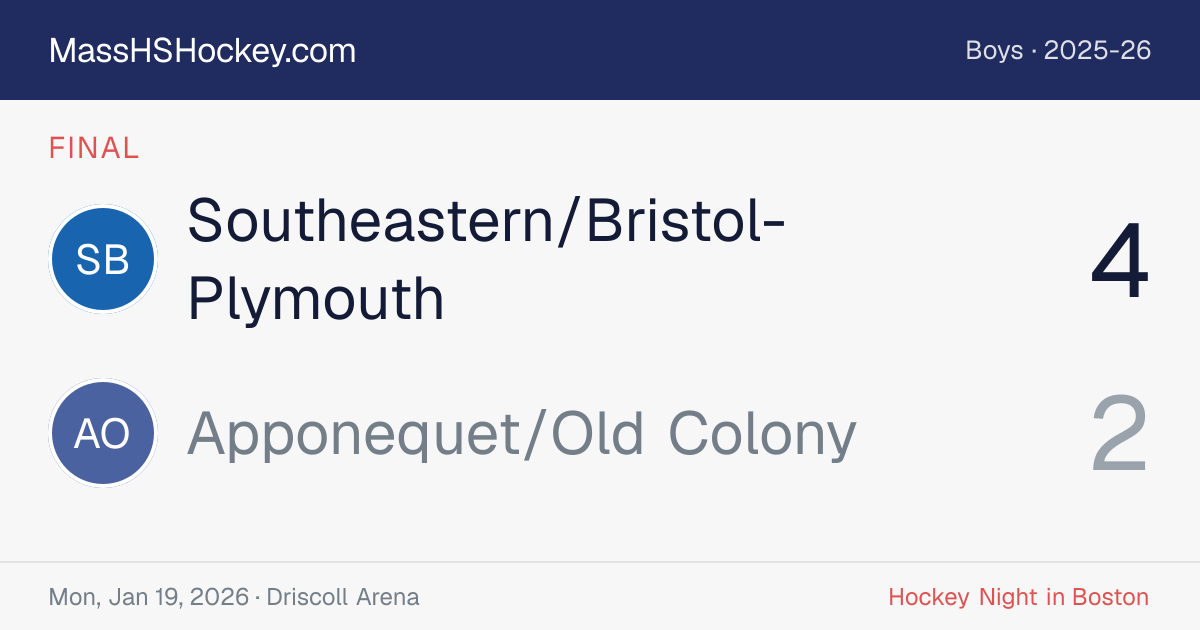 Southeastern/Bristol-Plymouth at Apponequet/Old Colony score card