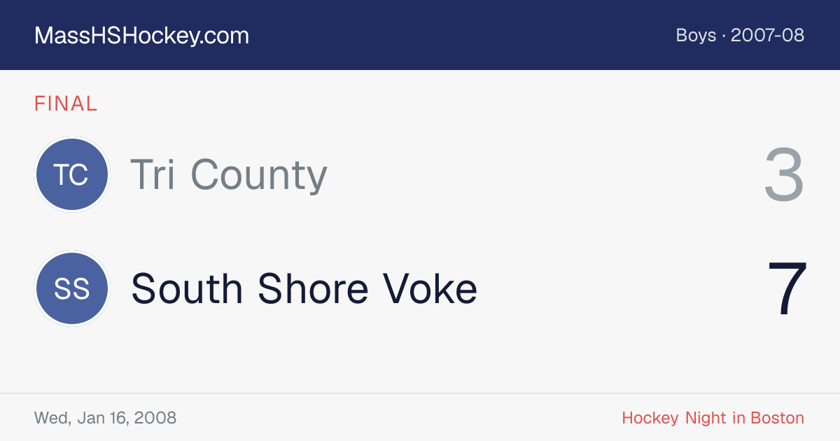 Tri County at South Shore Voke score card