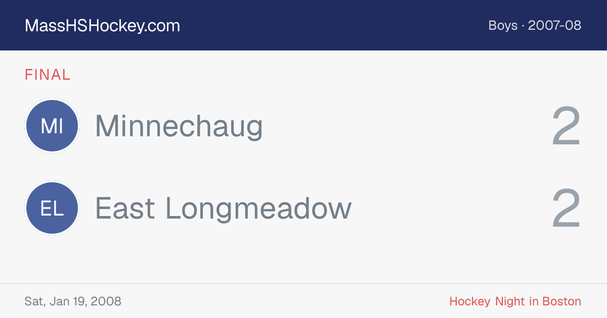 Minnechaug at East Longmeadow score card