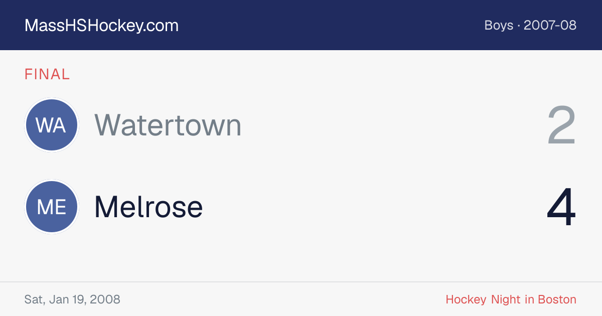 Watertown at Melrose score card