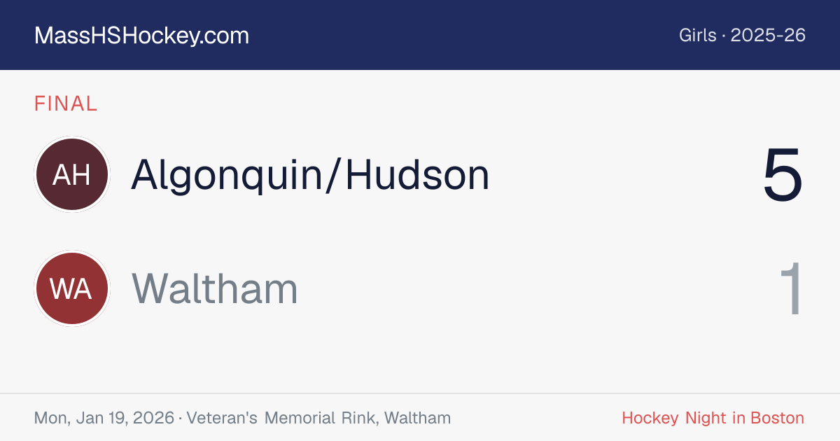 Algonquin/Hudson at Waltham score card