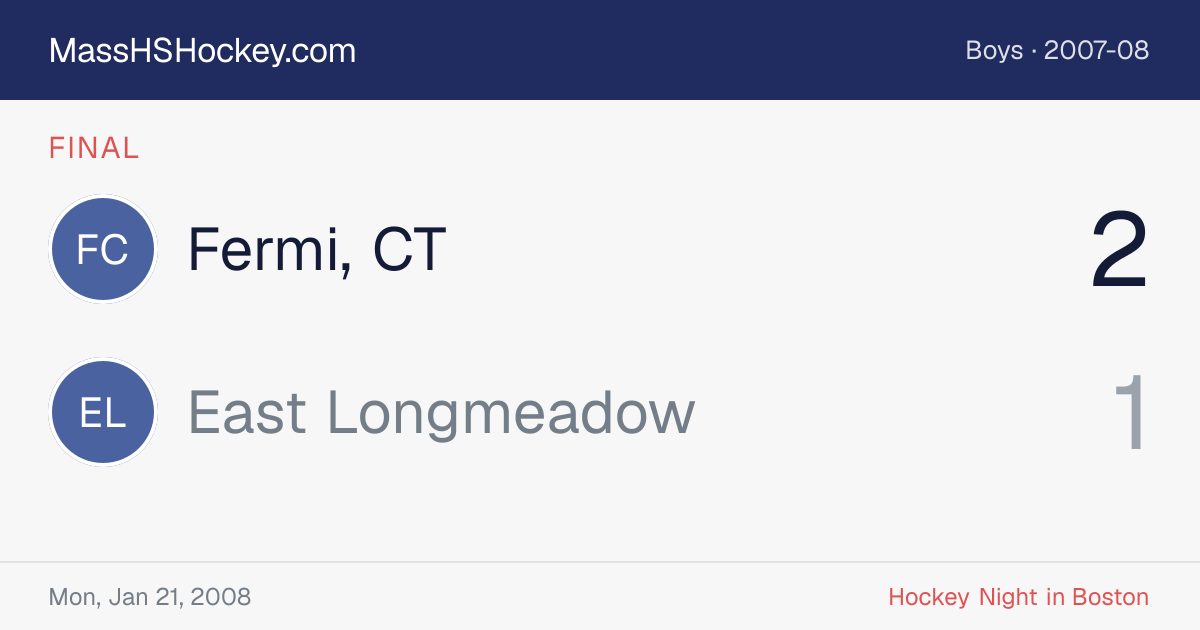 Fermi, CT at East Longmeadow score card