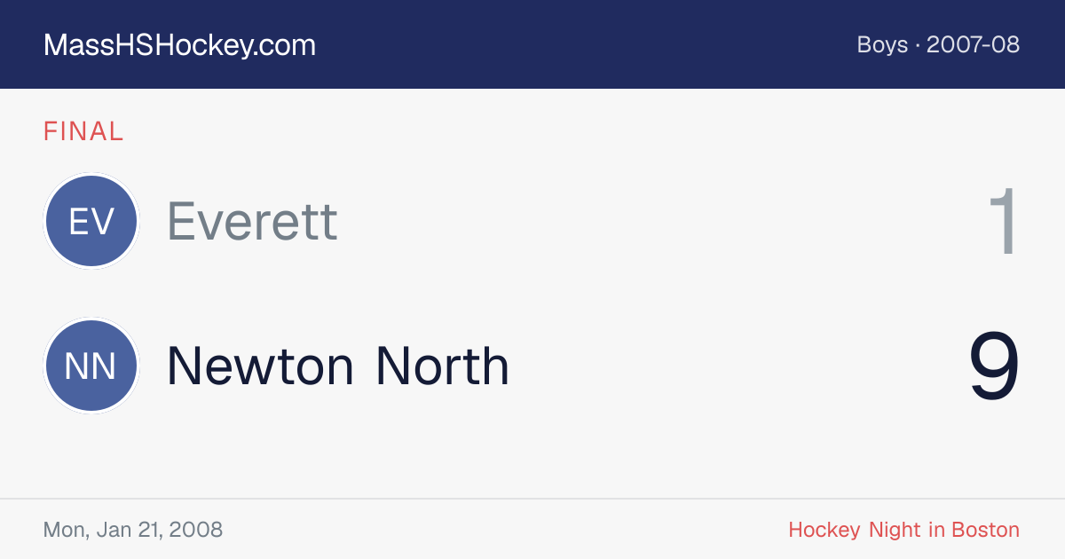 Everett at Newton North score card