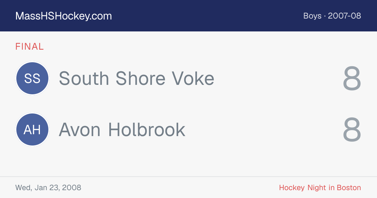 South Shore Voke at Avon Holbrook score card