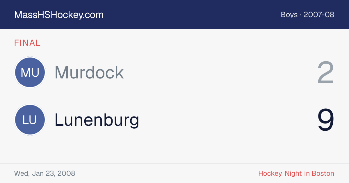 Murdock at Lunenburg score card