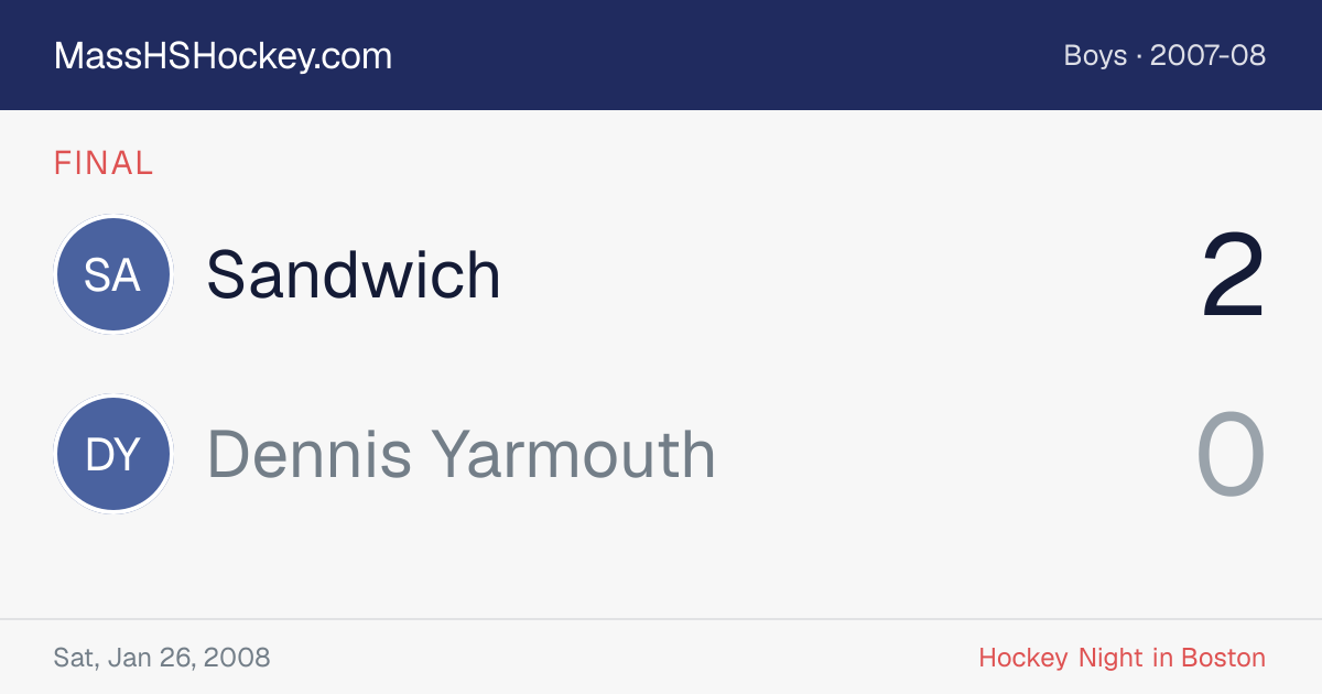 Sandwich at Dennis Yarmouth score card