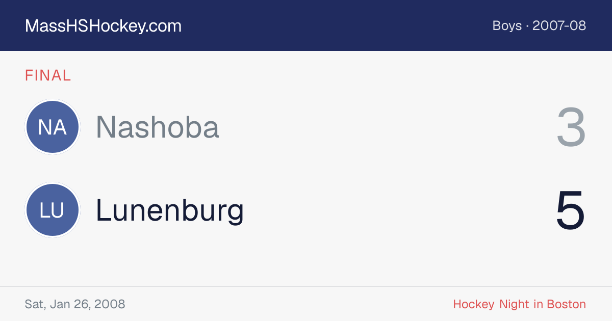 Nashoba at Lunenburg score card