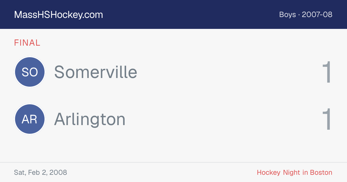 Somerville at Arlington score card