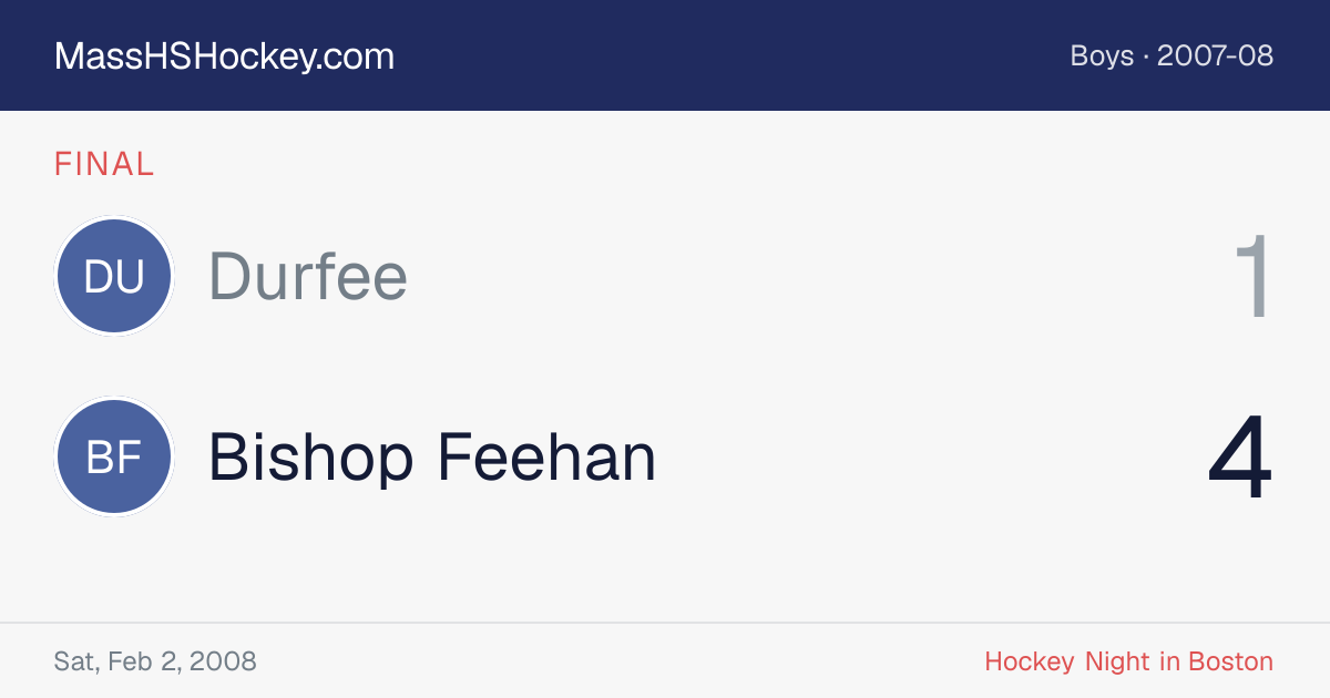 Durfee at Bishop Feehan score card