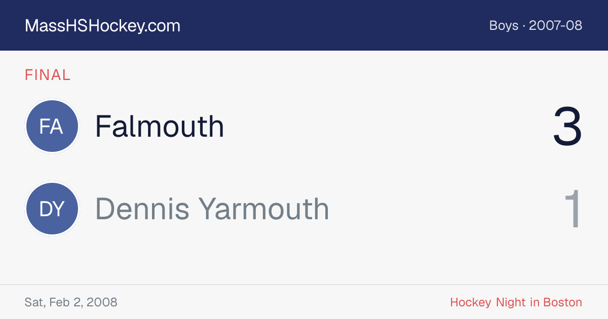 Falmouth at Dennis Yarmouth score card