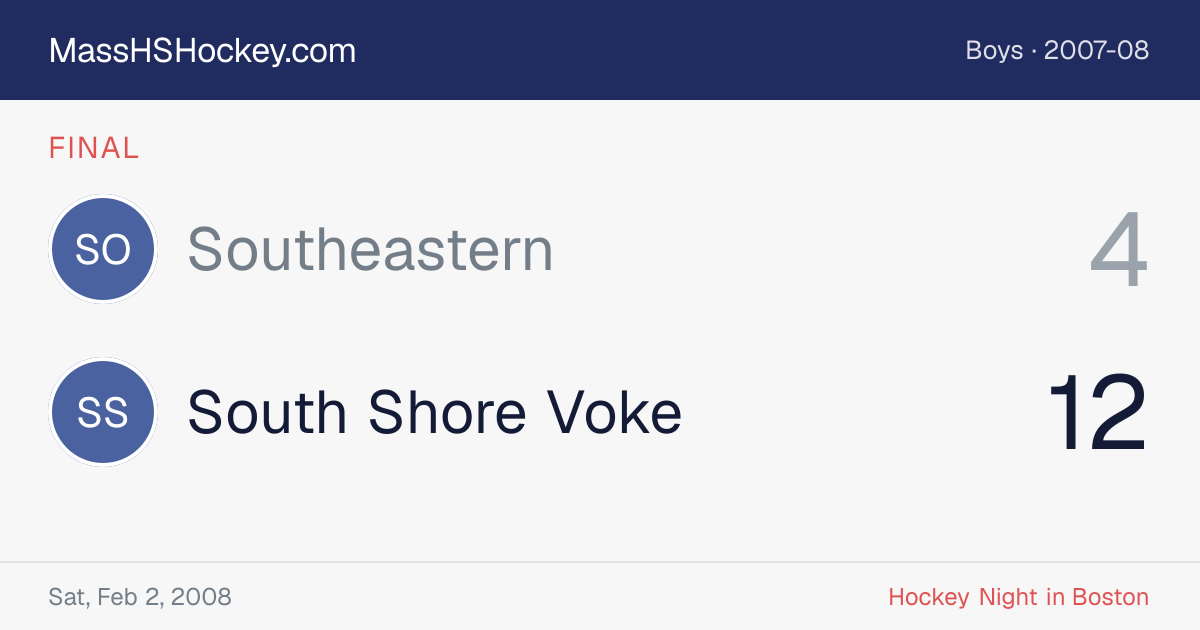 Southeastern at South Shore Voke score card