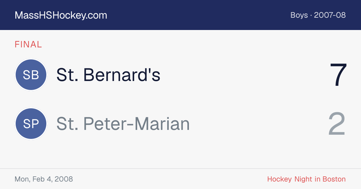 St. Bernard's at St. Peter-Marian score card
