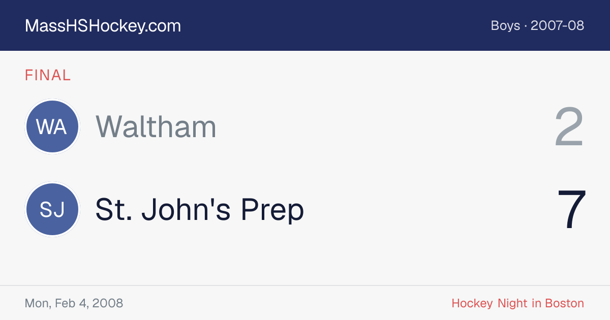 Waltham at St. John's Prep score card