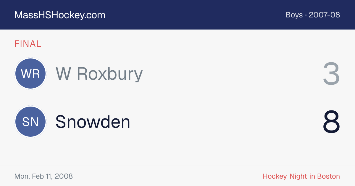 W Roxbury at Snowden score card