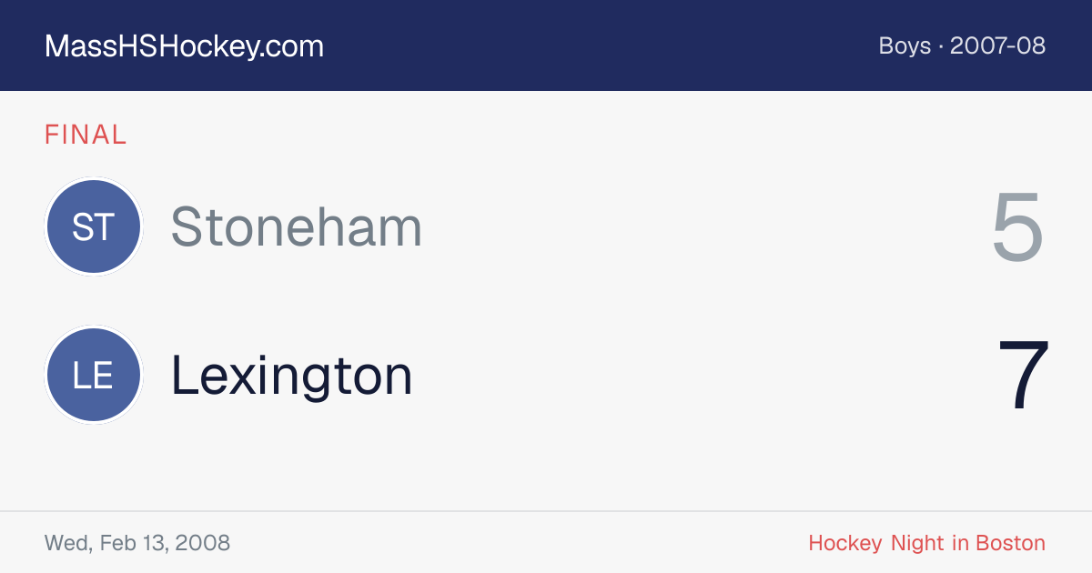 Stoneham at Lexington score card