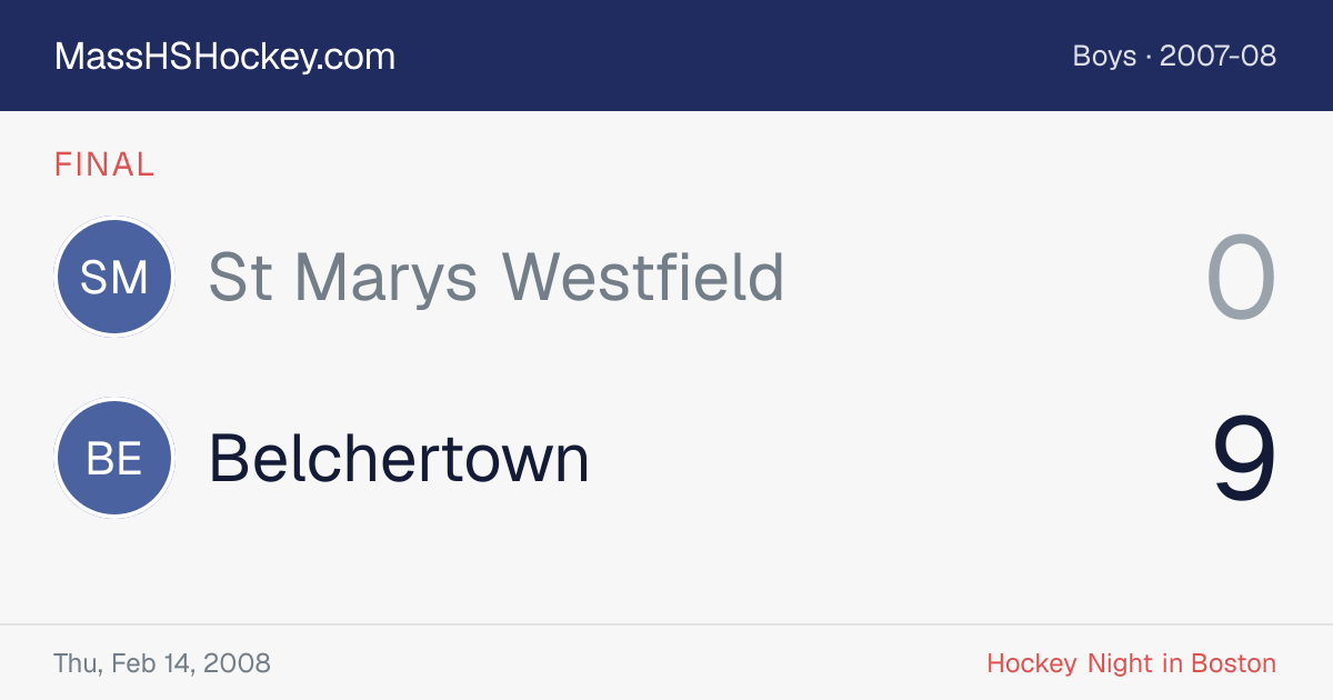 St Marys Westfield at Belchertown score card