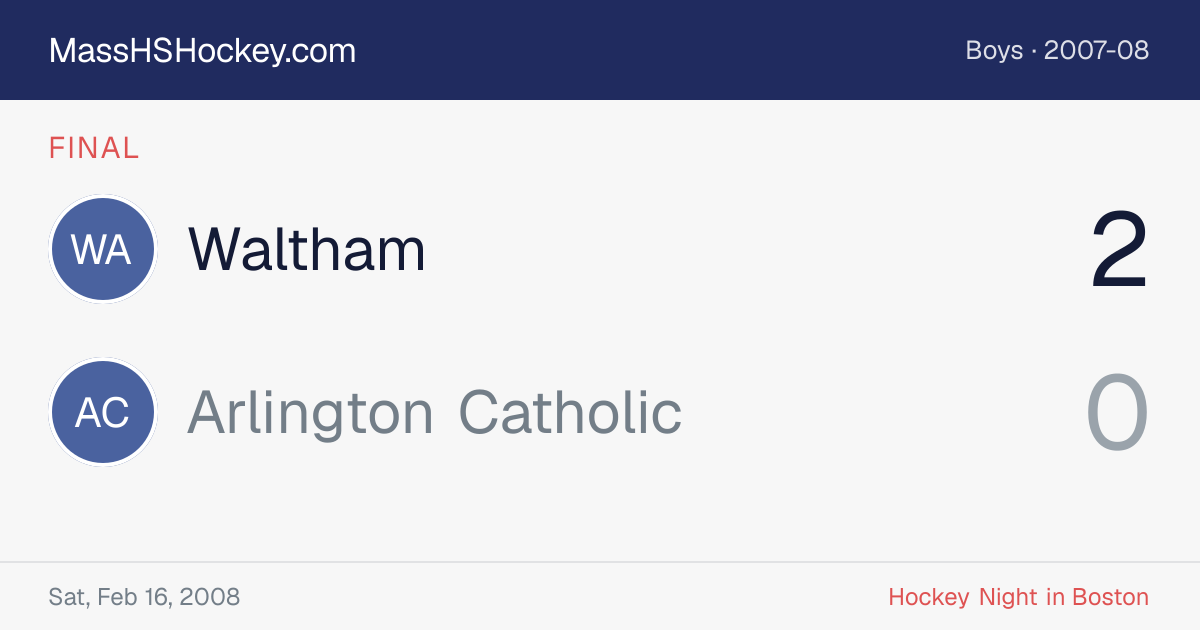 Waltham at Arlington Catholic score card