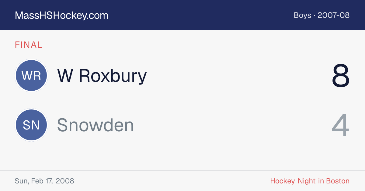 W Roxbury at Snowden score card
