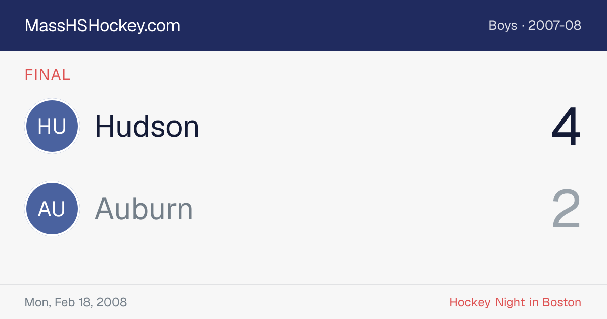 Hudson at Auburn score card