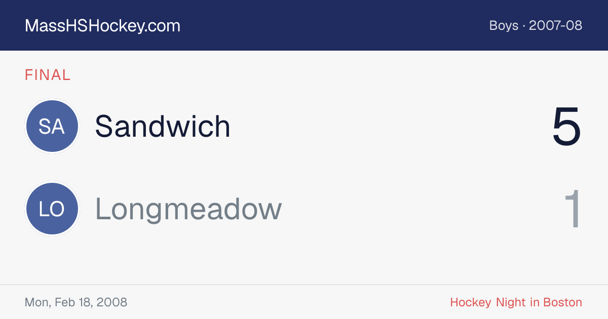 Sandwich at Longmeadow score card
