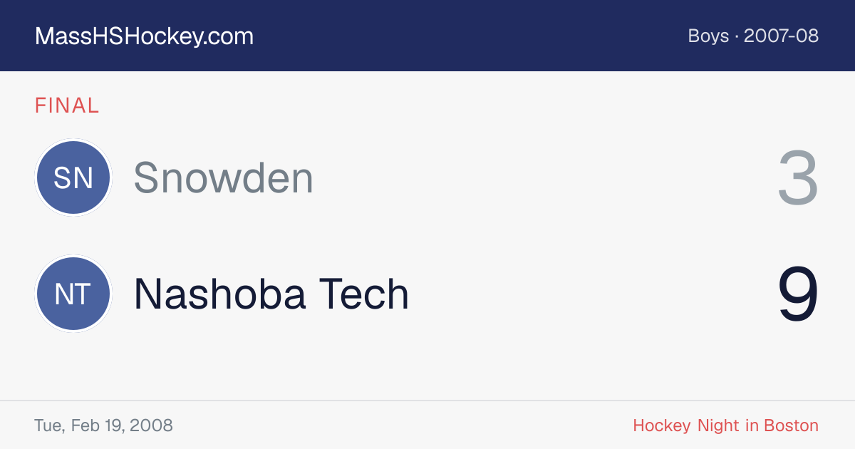 Snowden at Nashoba Tech score card