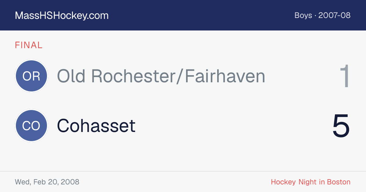 Old Rochester/Fairhaven at Cohasset score card