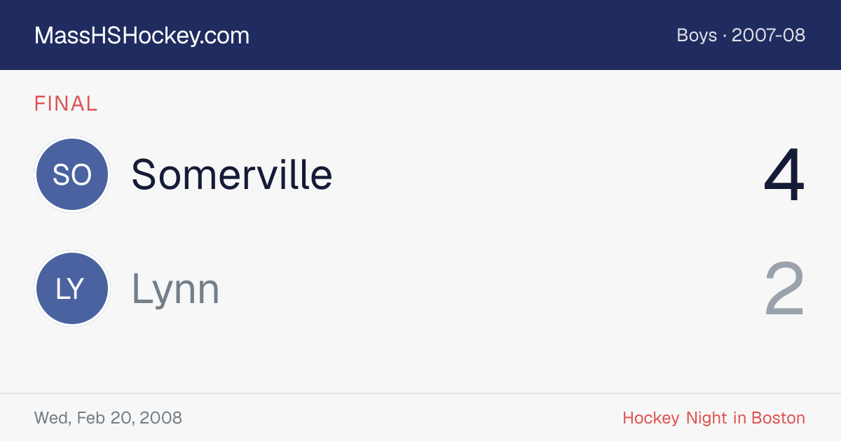 Somerville at Lynn score card