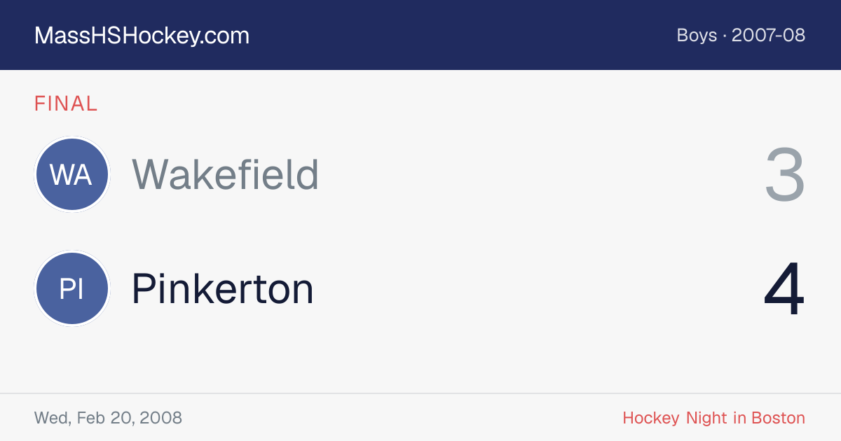 Wakefield at Pinkerton score card