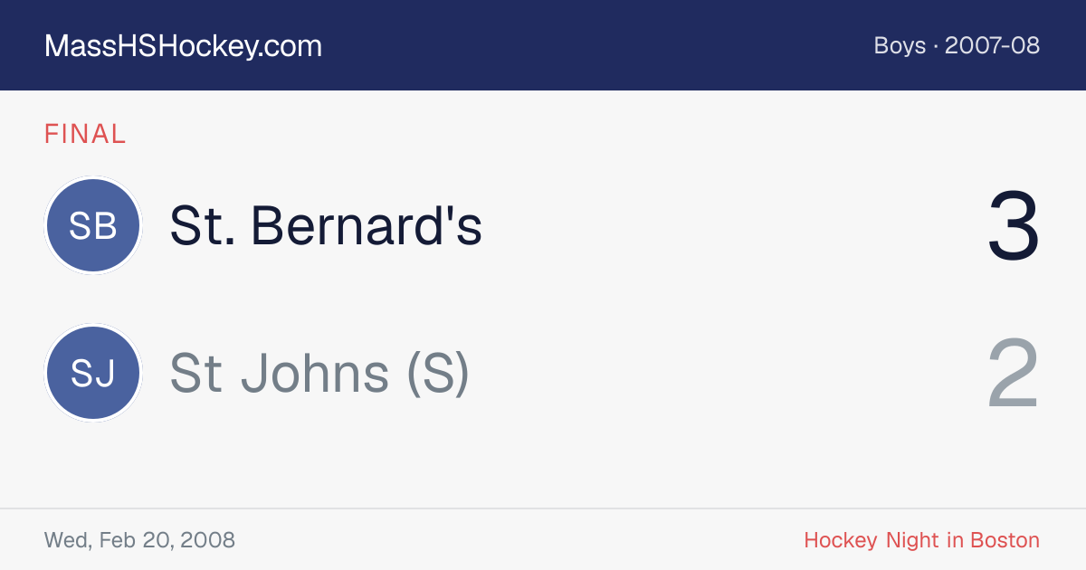 St. Bernard's at St Johns (S) score card