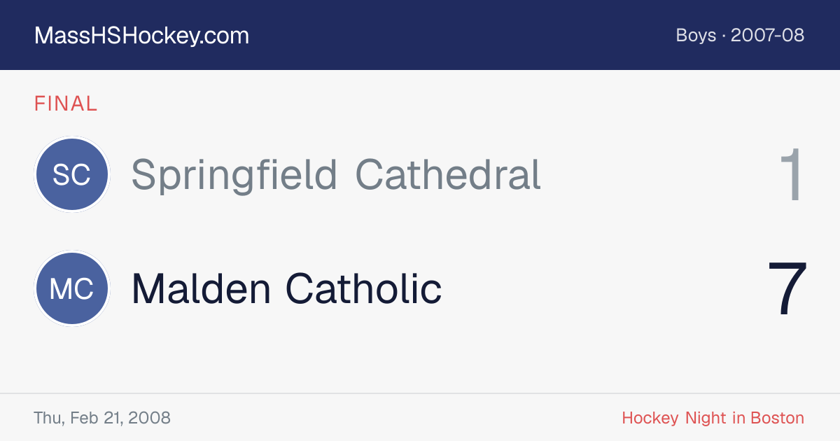 Springfield Cathedral at Malden Catholic score card