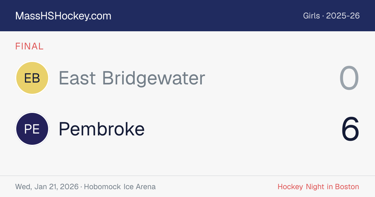 East Bridgewater at Pembroke score card