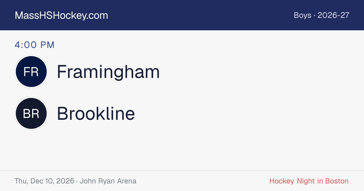 Framingham at Brookline score card
