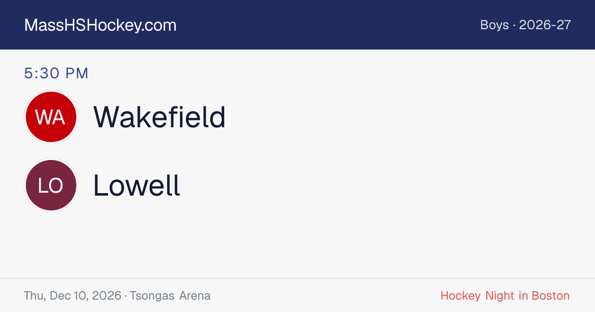 Wakefield at Lowell score card