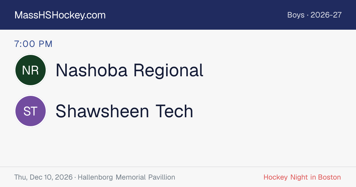 Nashoba Regional at Shawsheen Tech score card