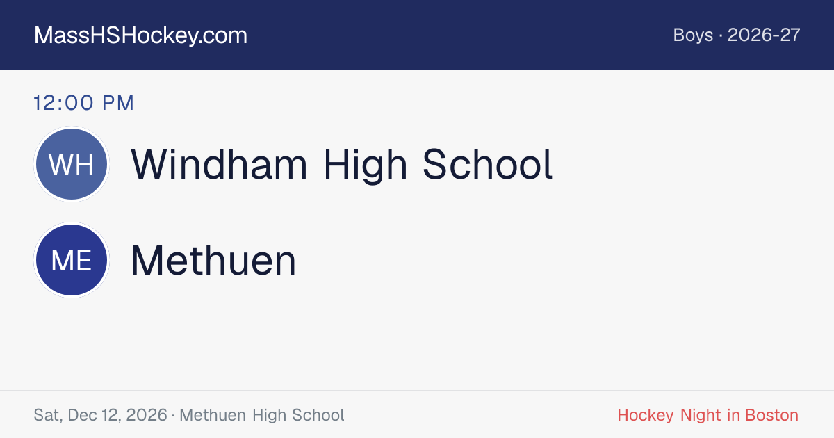 Windham High School at Methuen score card
