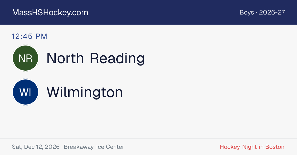 North Reading at Wilmington score card