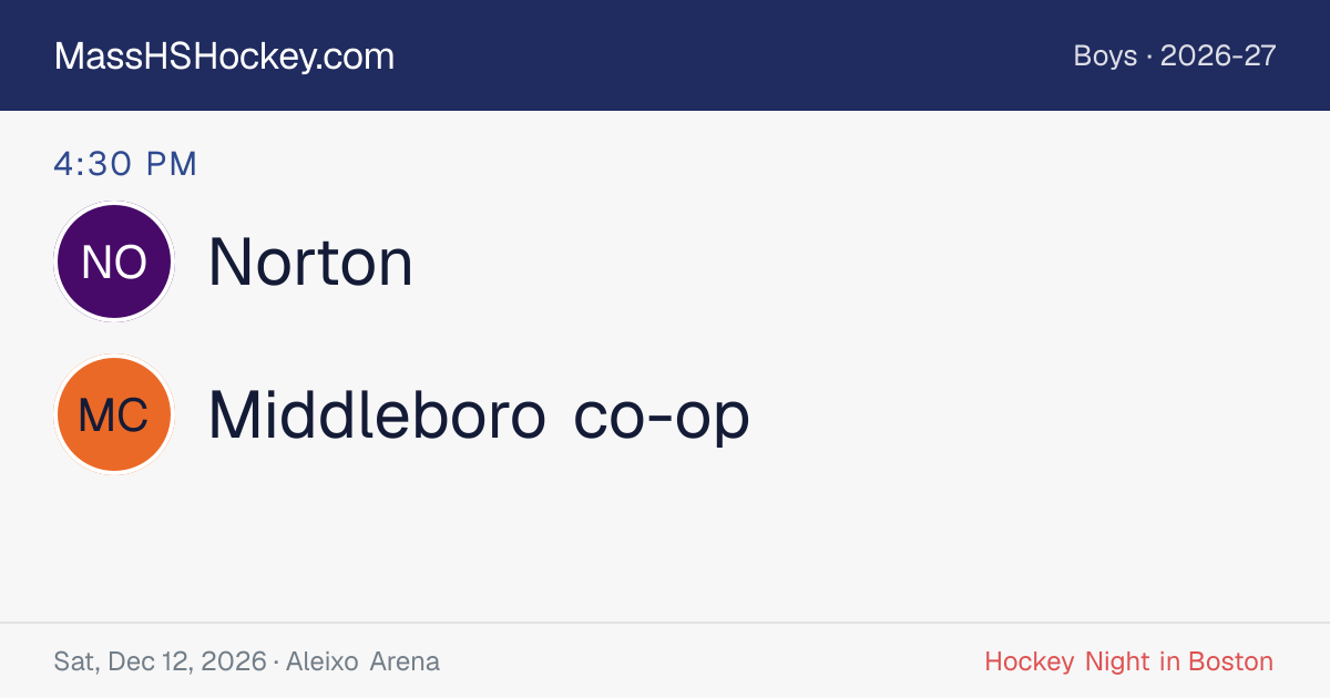 Norton at Middleboro co-op score card