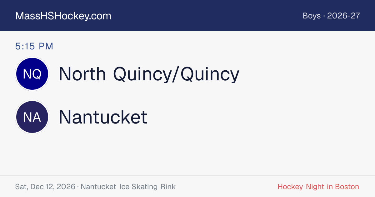 North Quincy/Quincy at Nantucket score card
