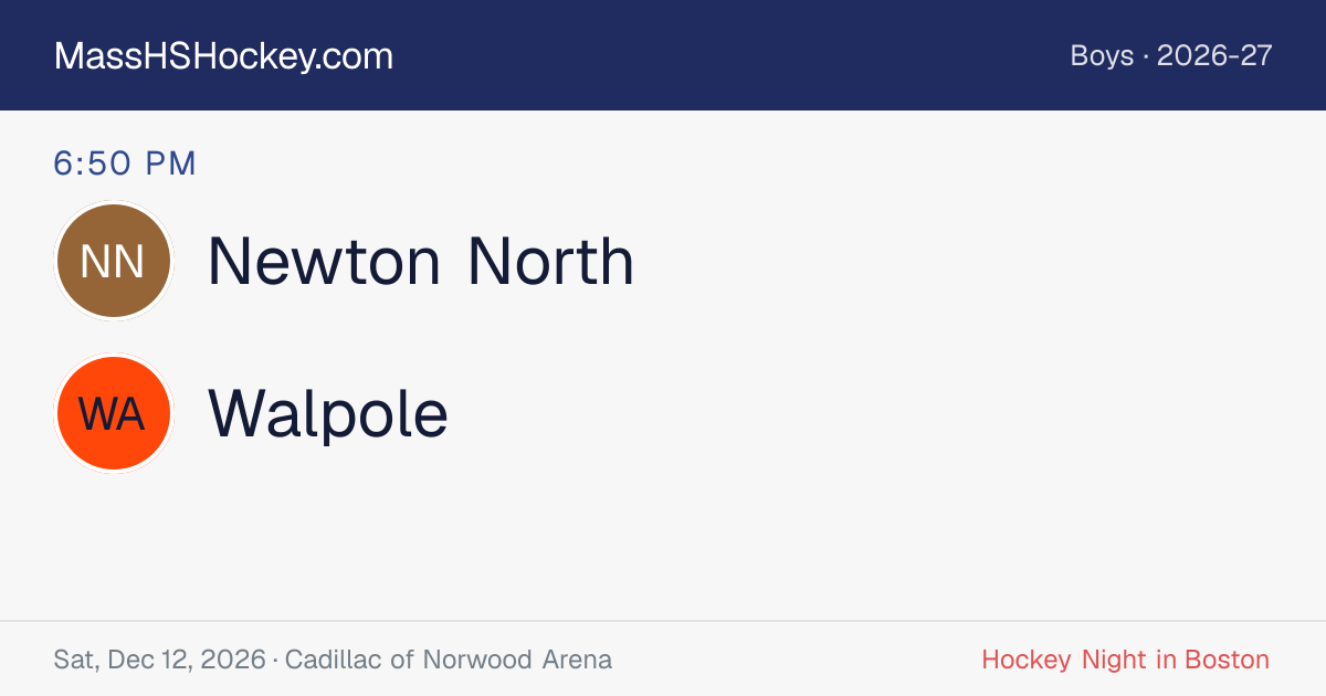 Newton North at Walpole score card